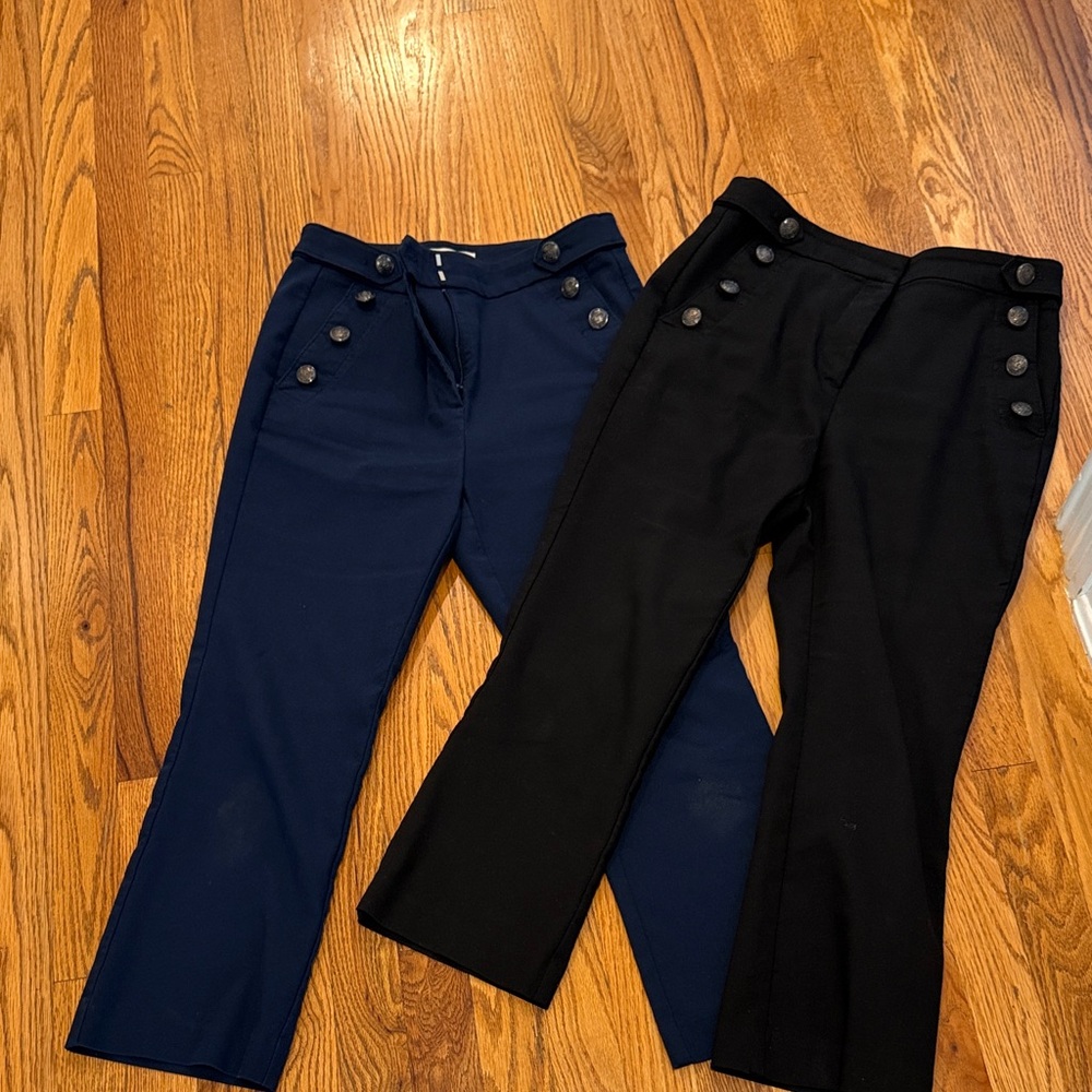 LOFT Navy and Black Sailor Button Capris